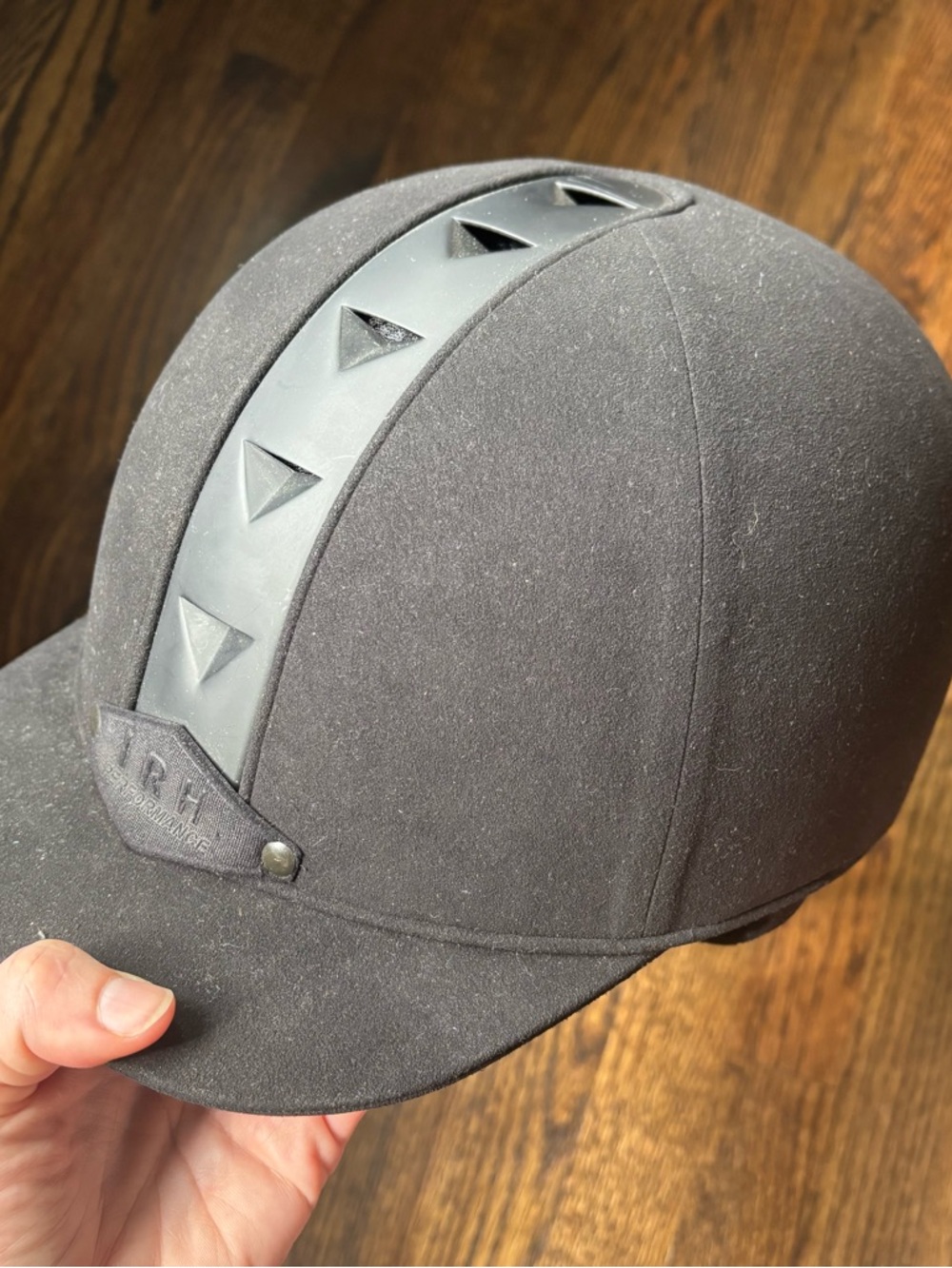 IRH Black Equestrian SEI Suede Helmet with Central Vent Detail size Medium